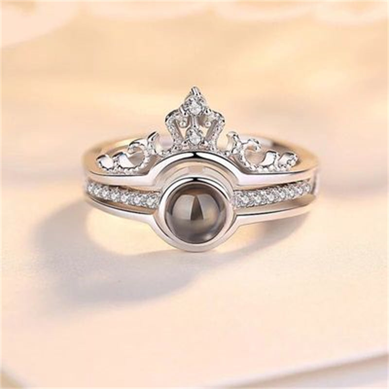 100 Languages Love Crown Shaped Detachable Ring