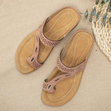 Stylish Flat Heel Soft Footbed Toe-Ring Non-Slip Slippers