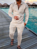 Spring Holiday Men's Lapel Quarter-Zip Pullover Fashion Sets