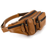 Mens Casual Outdoor Vintage Leather Chest Bags Waist Packs