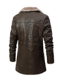 Men's Winter Warm Fur Lining PU Leather Jacket Coat