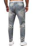 Men's Youth Street Ripped Slim Fit Mid Waist Jeans