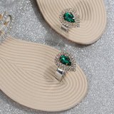 Open Toe 2-Way Beach Soft Sole Slippers With Rhinestones