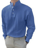 Men's Trendy Stand Collar Long Sleeve Pullover Office Wear Shirts