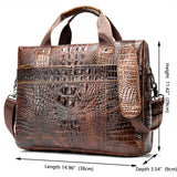 Retro Style Crocodile Textured Interior Pocket Detachable Sling Strap Laptop Bag