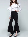 Ruffle One Shoulder Party Blouses for Ladies