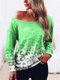 Fashion Shiny Off Shoulder Long Sleeve Sexy Lady Tops