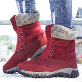 Winter Warm Plush Waterproof Suede Snow Boots for Women