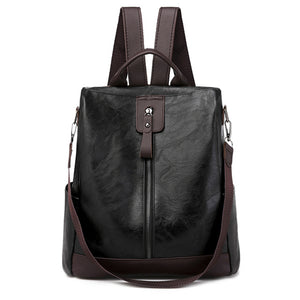 Simple Design PU Leather Zipper Travel Backpack