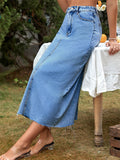 Lady Casual Stylish All Match High Rise Denim Skirt