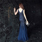 Stunning V Neck Backless Mermaid Formal Attire for Women