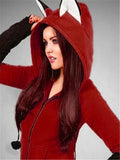 Adorable Fox Ear Drawstring Hooded Full Zipper Sweatshirt