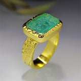Classical Neutral  Rugged Emerald Plated Gold Ring
