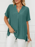 Women's Summer Thin V Neck Short Sleeve Pullover Chiffon T-shirts