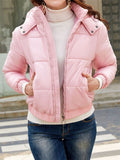 New Winter Keep Warm Hooded Solid Women Zipper Cotton Coats