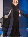 Elegant V Neck Fitted Waist Trumpet Maxi Dress for Evening Party