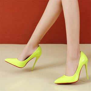 Pointed Toe Yellow 12cm High Heels For Women