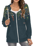 Casual Printed Zipper Long Sleeve Hoodies