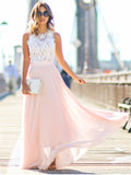 Women's Pretty Lace Chiffon Maxi Dress