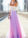 Women's Pretty Lace Chiffon Maxi Dress