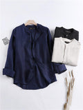 Casual Loose Comfy Linen Buttons Long Sleeve Shirts