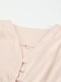 V-Neck Single Breasted High Waist Long Dress