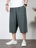 Men's Simple Casual Plus Size Linen Cropped Pants