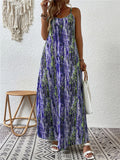 Bohemian U Neck Spaghetti Strap Printed Vacation Dress for Women