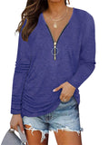 Autumn New Chest Zipper Casual Long Sleeve Women Tops