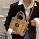 Women's Stylish Leisure Shoulder Bag Zipper Closure Plush Crossbody Bag