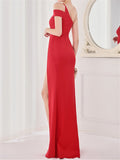 Graceful Sexy Slim Split One-Shoulder Long Evening Dresses