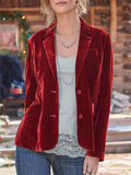 Women's Luxury Velvet Fashion Lapel Button Dowm Blazer