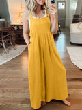 Women's Casual Cotton Linen Wide Leg Holiday Jumpsuits