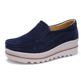 Women's Breathable Suede Round Toe Slip On Platform Shoes