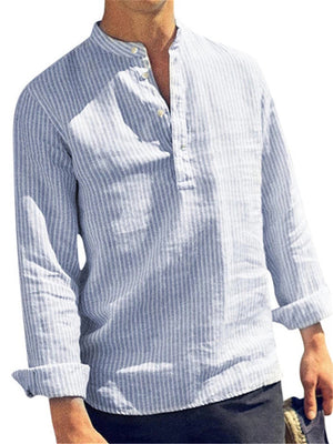Striped Men's Cotton Long Sleeve Shirts