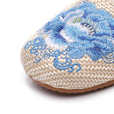Comfy Embroidered Round Toe Linen Slippers