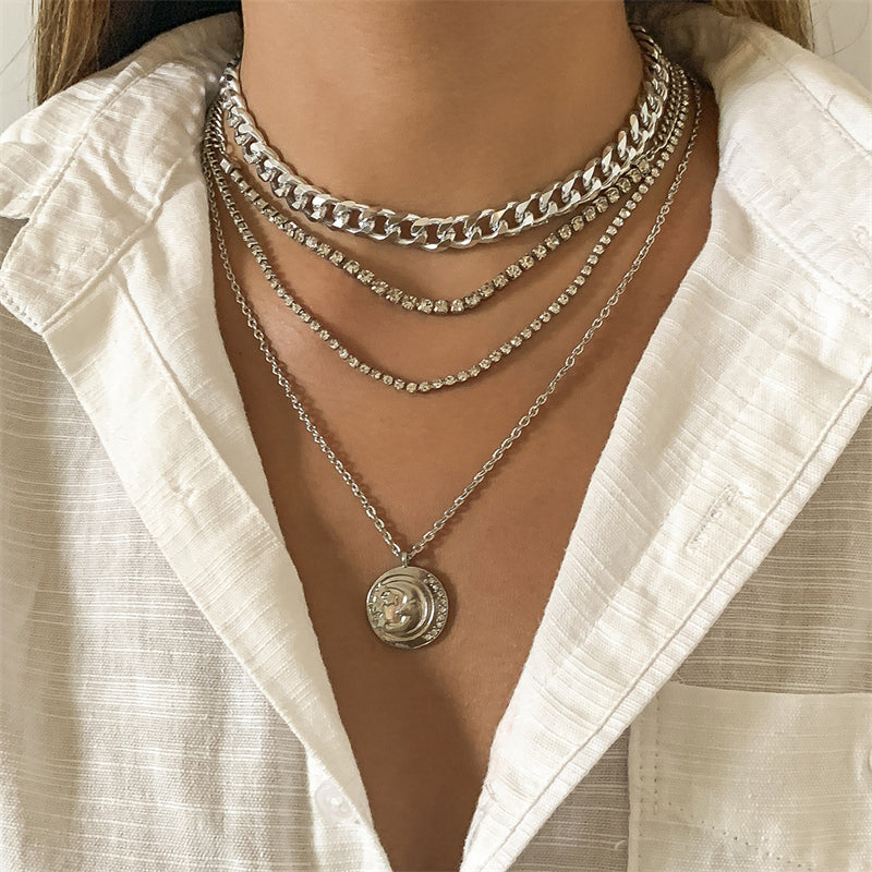 Trending Women's Star Moon Pendant Sweater Chain Necklace