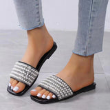 Women's Spring Large Size Artificial Pearl Casual Slippers