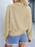 Ladies Trendy Autumn Solid Color Extendible Sweatshirt