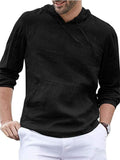 Casual Cotton Linen Long Sleeve Mens Lightweight Hoodie