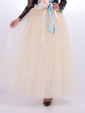 Pretty Trendy Solid Color 7 Layers One Size Long Tulle Skirts For Women