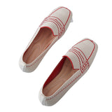 Cozy Slip On Style Textile Upper Square Toe Flat-Heel Loafers