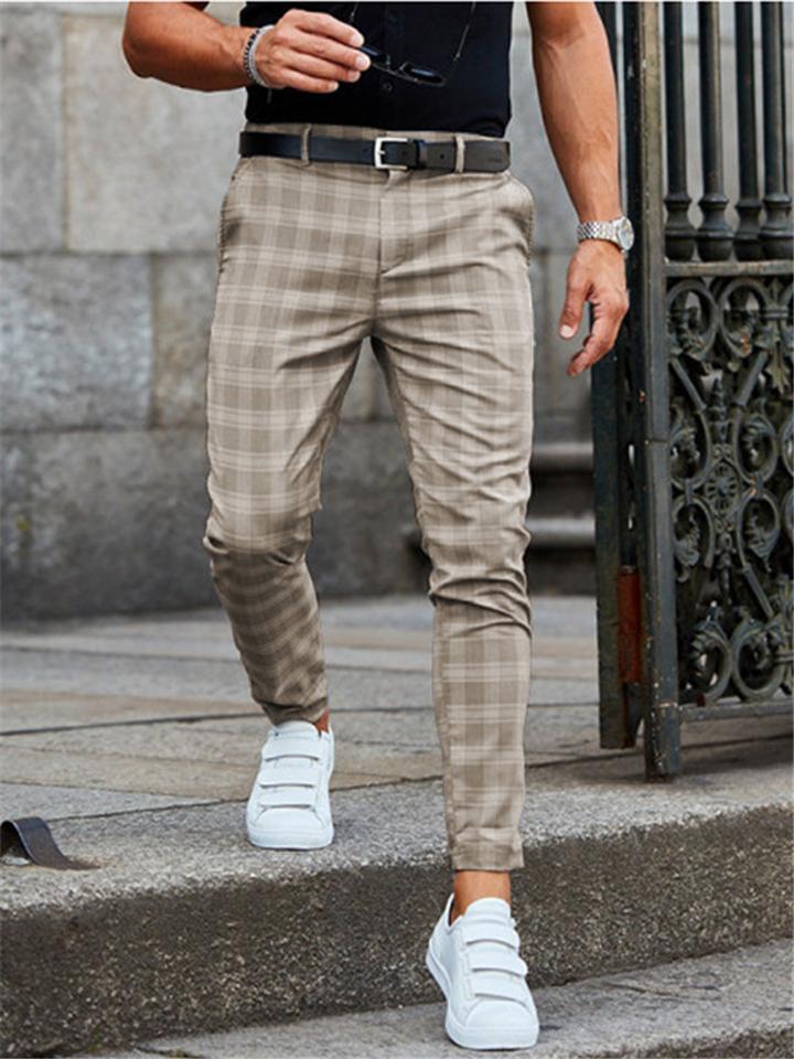 Men’s Stylish Button Up Plaid Pants