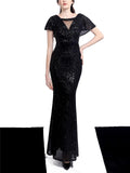 Shimmering Sequined Backless Maxi Dress for Evening