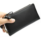 Men's Double Zipper Clutch Soft Leather Business Casual Wallet