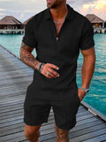 Lapel Collar Short Sleeved Summer Beach Outfits For Men