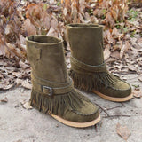 Bohemian Traveler Tassel Buckle Flat Boots