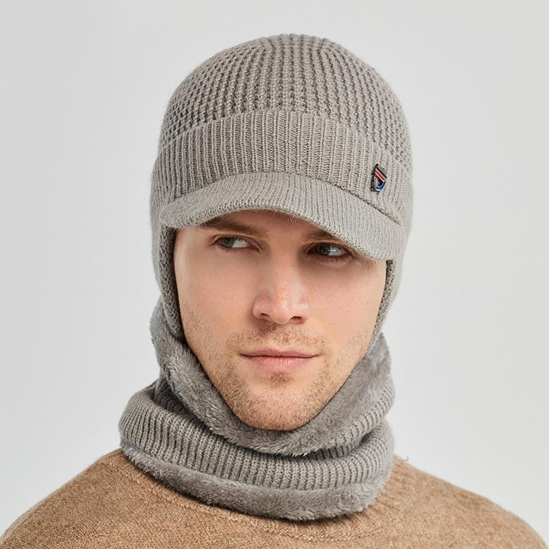 Winter Cozy Outdoor Warm Knitted Brim Cap with Ear Flaps