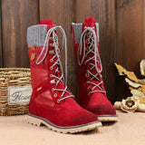 Women‘s Splicing Lace Up Mid Calf Winter Snow Boots