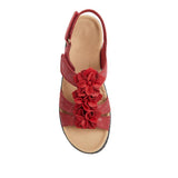 Retro Floral Deco Wedge Heel Peep Toe Velcro Sandals for Women